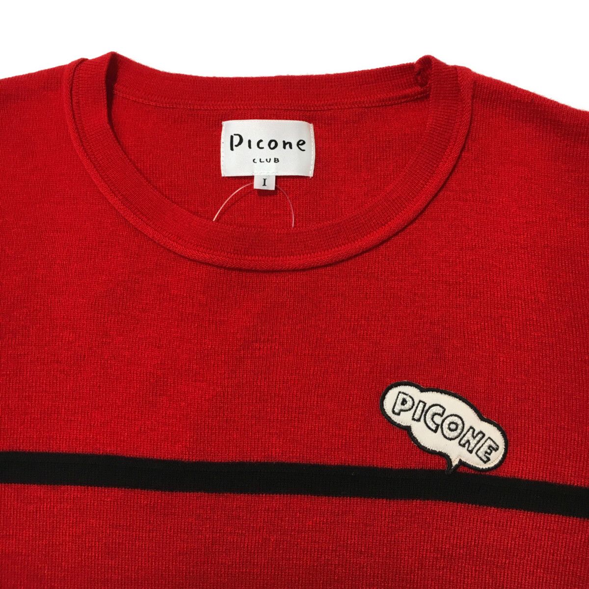 coco 中古 ピッコーネクラブ PICONE CLUB レディース セーター 1 赤×黒 レッド 長袖クルーネックニット ボーダー レディース ピッコーネクラブ PICONE CLUB セーター 1 赤×黒