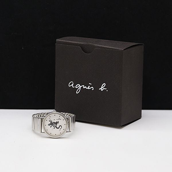 箱付 稼働 アニエスベー QZ シルバー文字盤 V701-6190 レディース