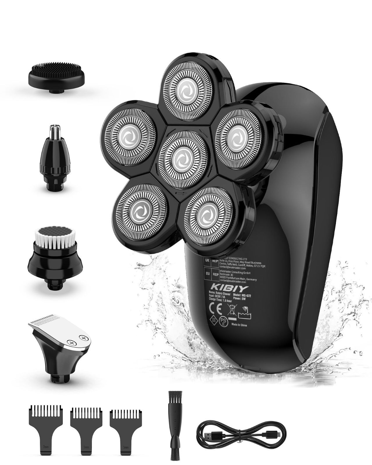 (深黑色) Type-C充電 IPX7防水 LEDディスプレイ 電気カミソリ ロータリーシェーバー 男性 電気シェーバー 電気シェーバー 電気シェーバー 回転式 電動シェーバー 髭剃り メンズ シェーバー シェ