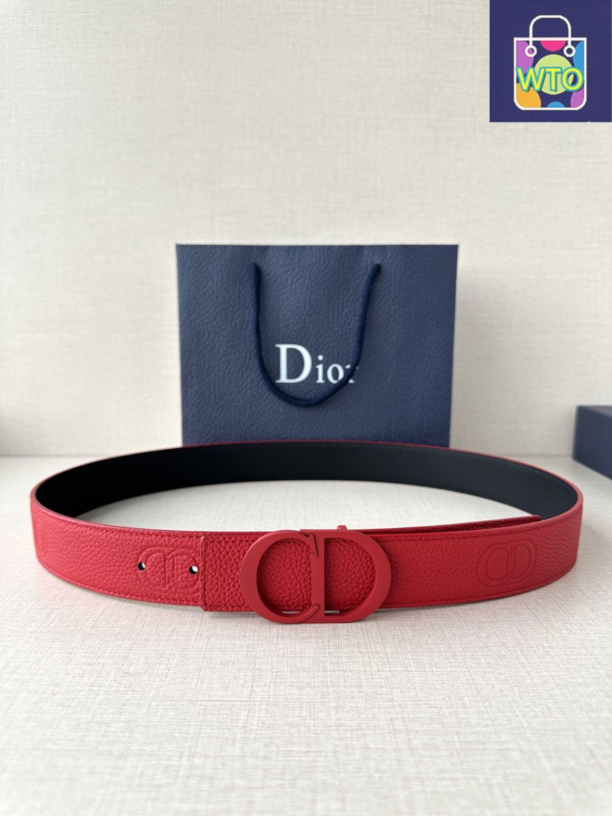今日WTO】Dior CD Icon レッドマット塗装ベルトバックルセット