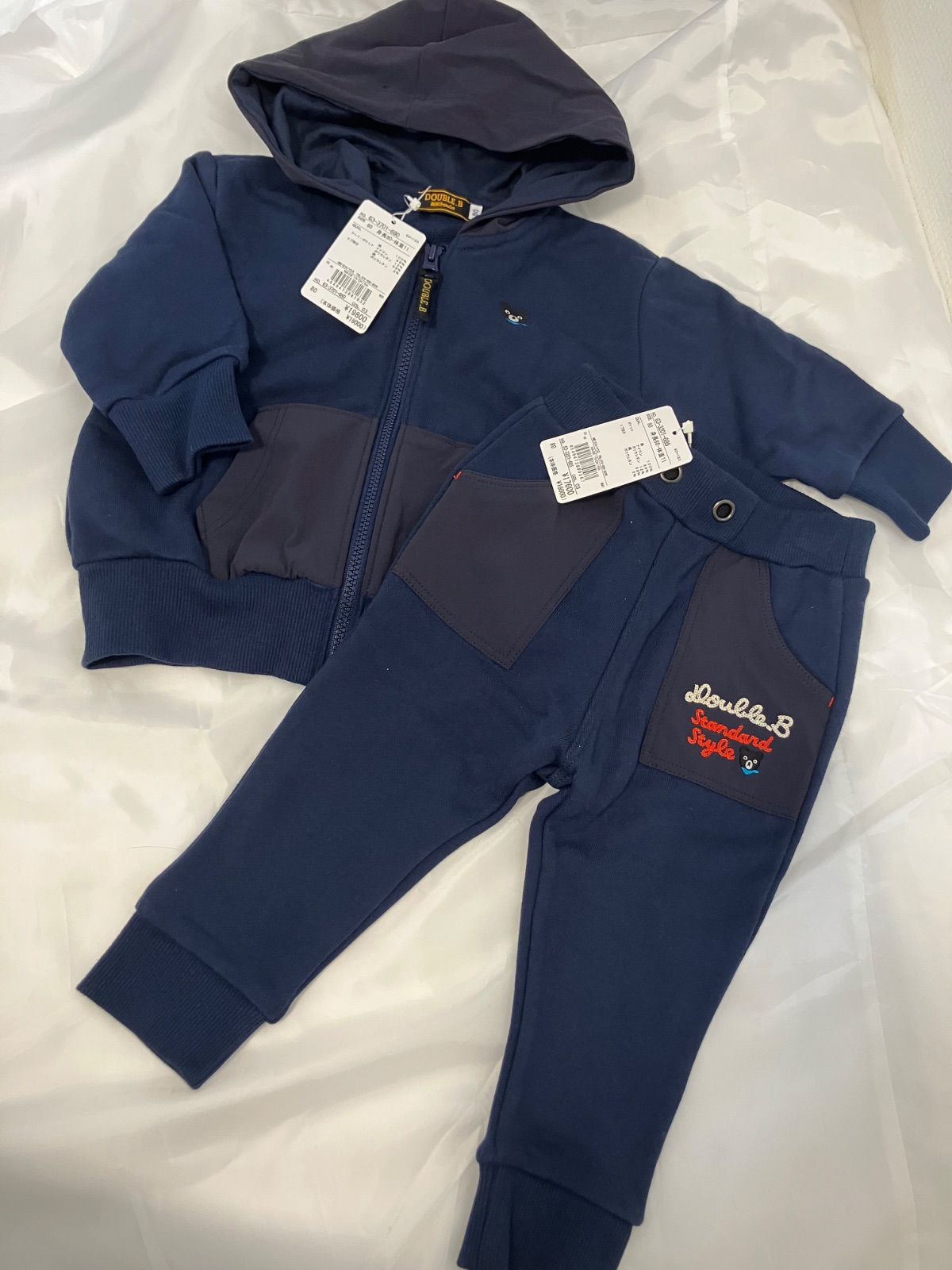 ミキハウスmikihouse80size ダブルビースエットパーカーパンツ セットアップ