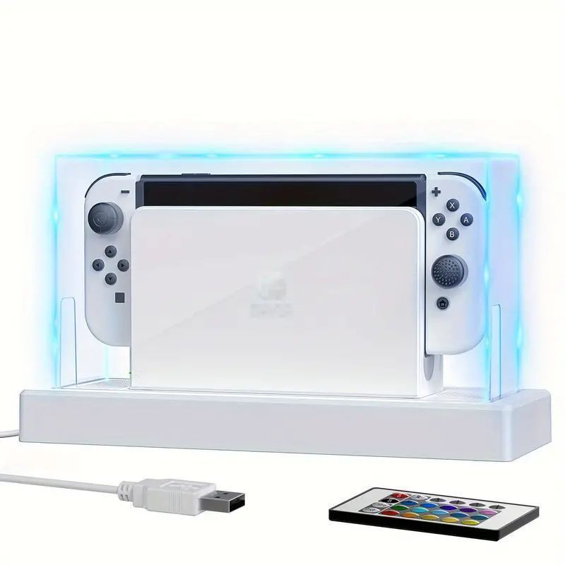ゲームダストカバー ダストカバー 発光ベースボックス Nintendo Switch Lite 本体 アクリル クリア 保護カバー アクセサリーキット 16色 ４段階切り替え