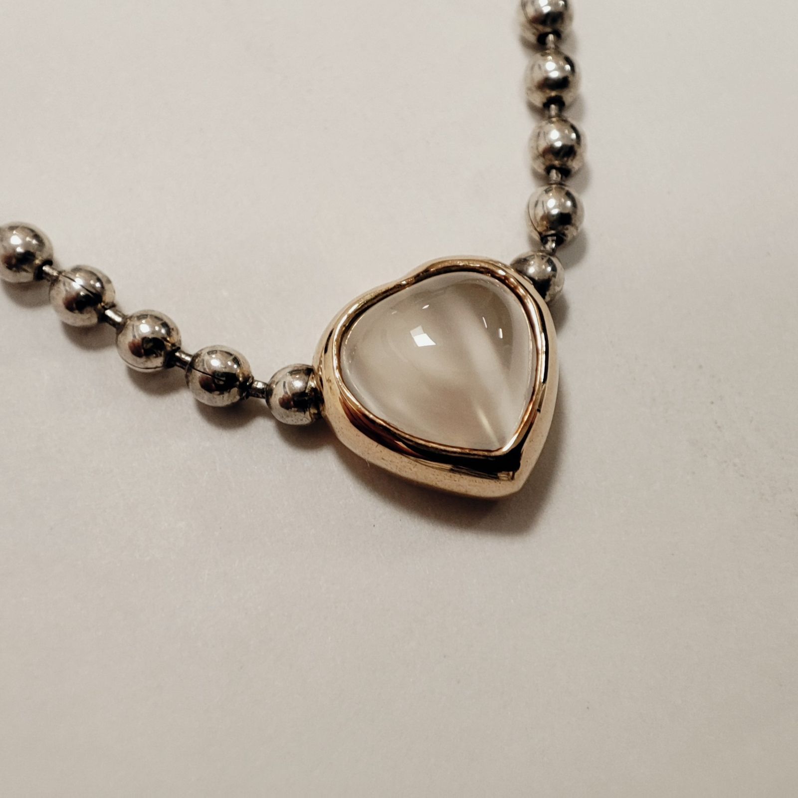 STAR JEWELRY K14 SV925 ハート型トップ ムーンストーン ネックレス