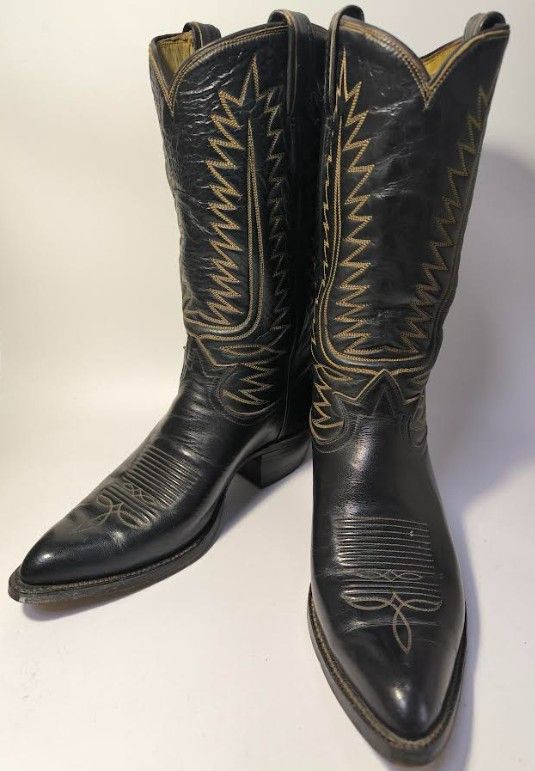 トニーラマ TONY LAMA ビンテージ 6213 ブラック ライディングヒール ウエスタンブーツ サイズ8.5E 25.5-26cm