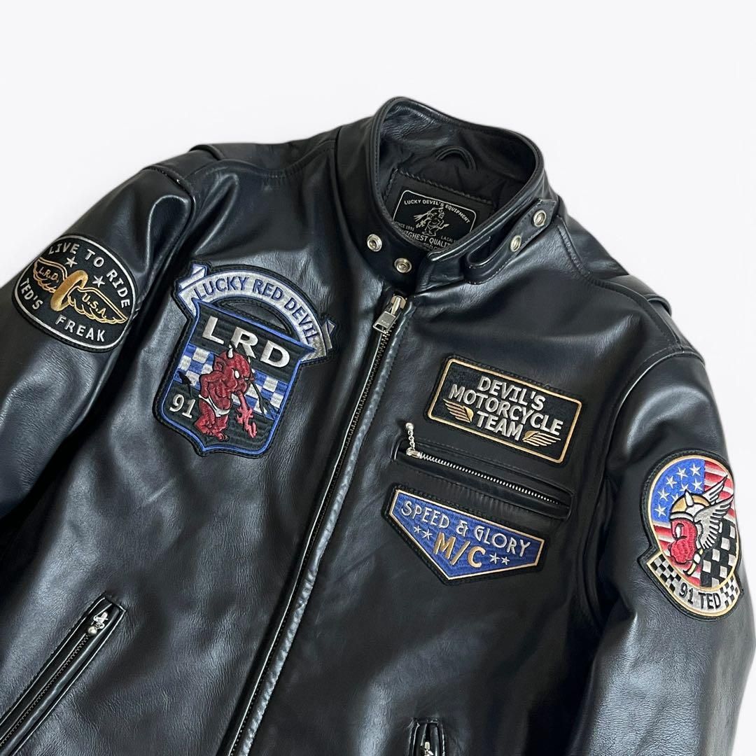 200着限定】TED MAN レザー ライダースジャケット ブラック