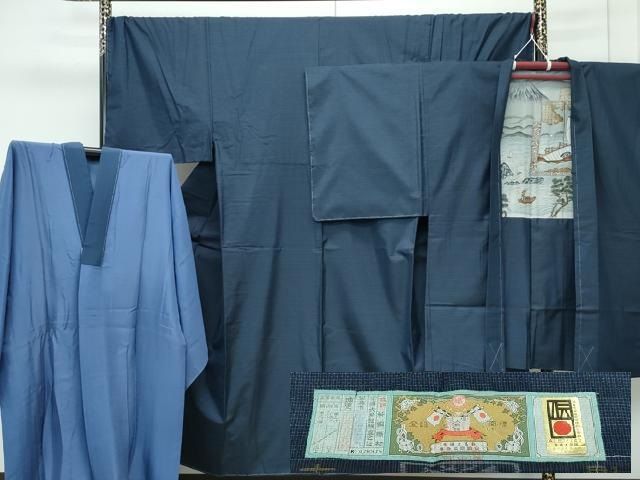 平和屋着物□極上 男性 本場大島紬 アンサンブル・長襦袢セット キング  