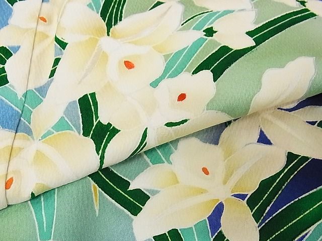 平和屋-こころ店□訪問着 刺繍 洋花文 暈し染め 着丈159cm 裄丈62cm