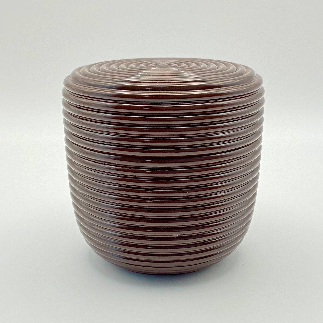 大棗 潤塗 独楽筋 中谷秀斉 共箱入 茶道具 薄茶器 漆器 漆芸 伝統工芸