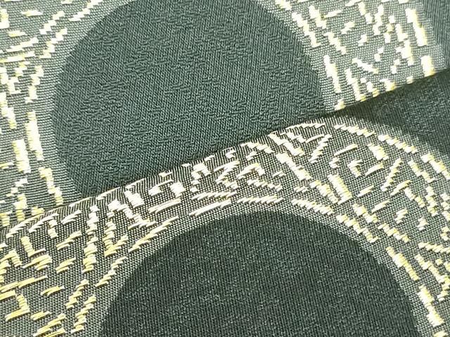 平和屋着物○九寸名古屋帯 抽象丸文 黒地 金糸 三越扱い 正絹 逸品
