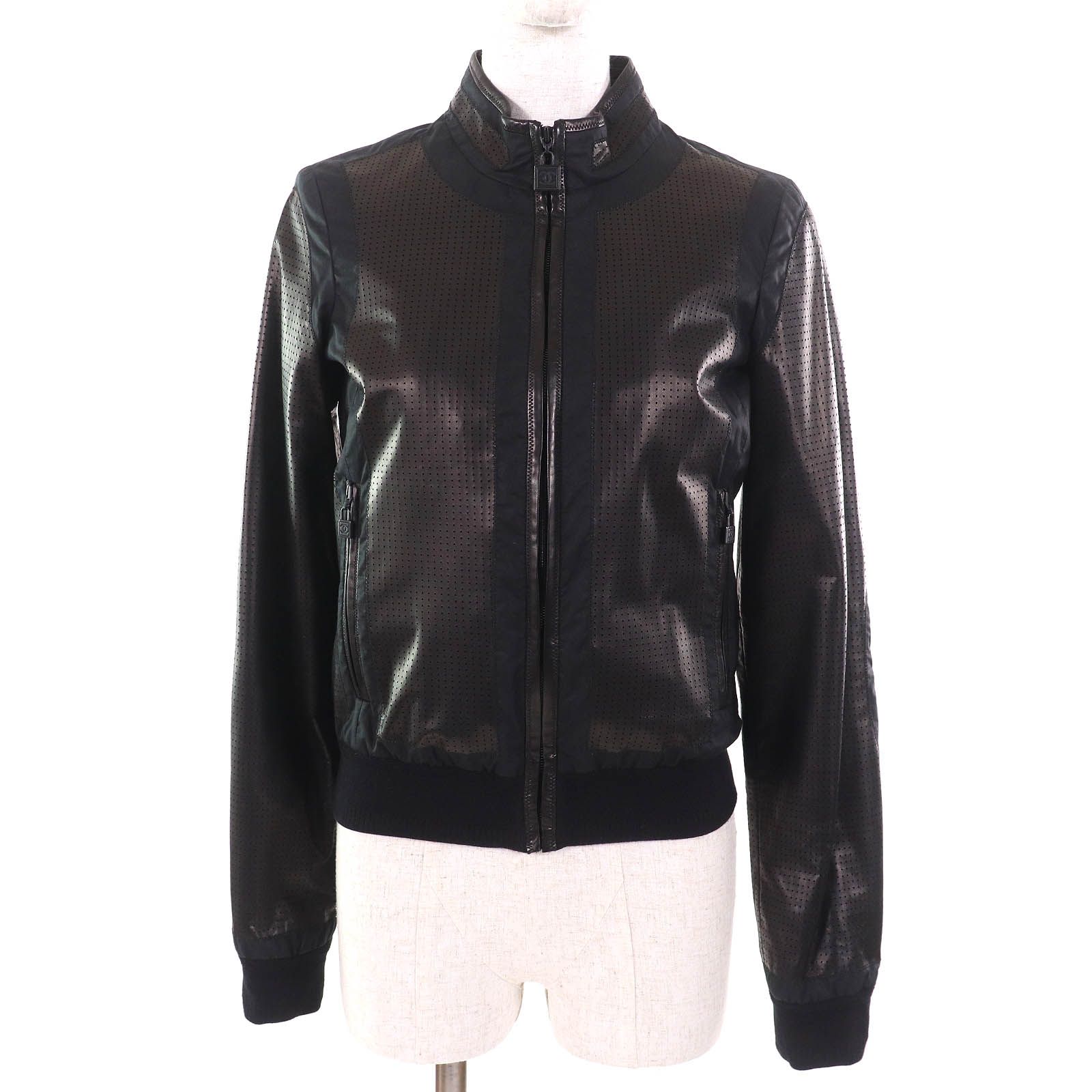 『CHANEL BOUTIQUE/シャネル』 レザージャケット 38 シャネル ココボタン 03A レザー×シルク レザージャケット 38
