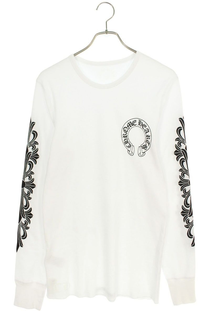 クロムハーツ 長袖カットソー CH L/S /1 サイズ:M ネックロゴバックホースシュープリント長袖カットソー 中古 SJ02 CHROME HEARTS(クロムハーツ) サイズ:M CH LS-1 CHプラスパッチ付き