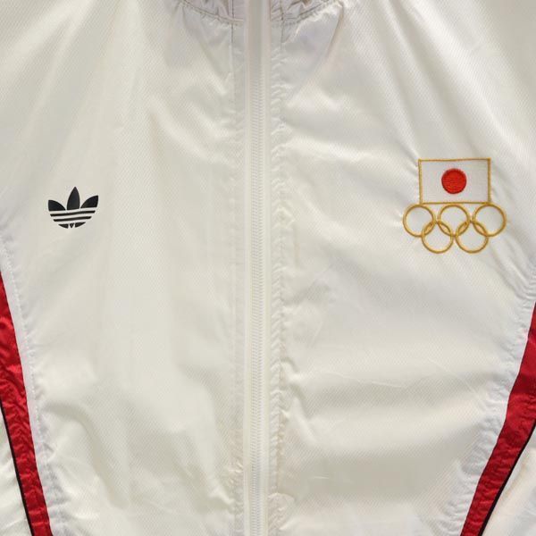80s old adidas デサント製 トラックジャケット 赤　白　古着 80's adidas デサント製ツートンカラートラックジャケット
