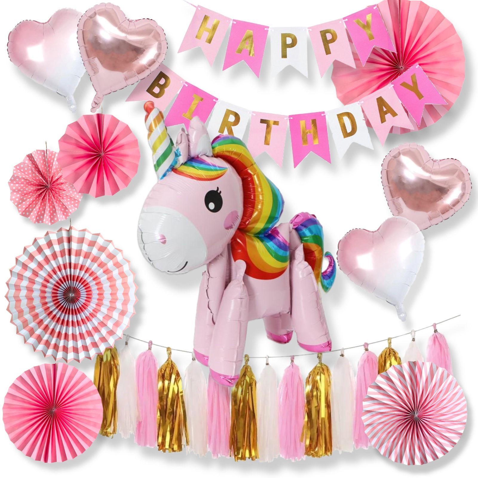 バースデーバルーン♥ユニコーン 飾り付けセット　レインボー　デコレーション ユニコーンバルーン ユニコーン誕生日パーティーデコレーション 女の子