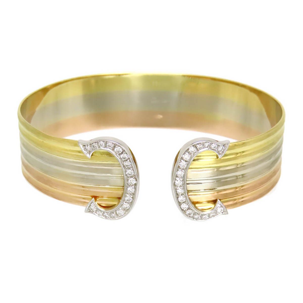 カルティエ 2C ダイヤモンド スリーカラー ブレスレット #18 750  