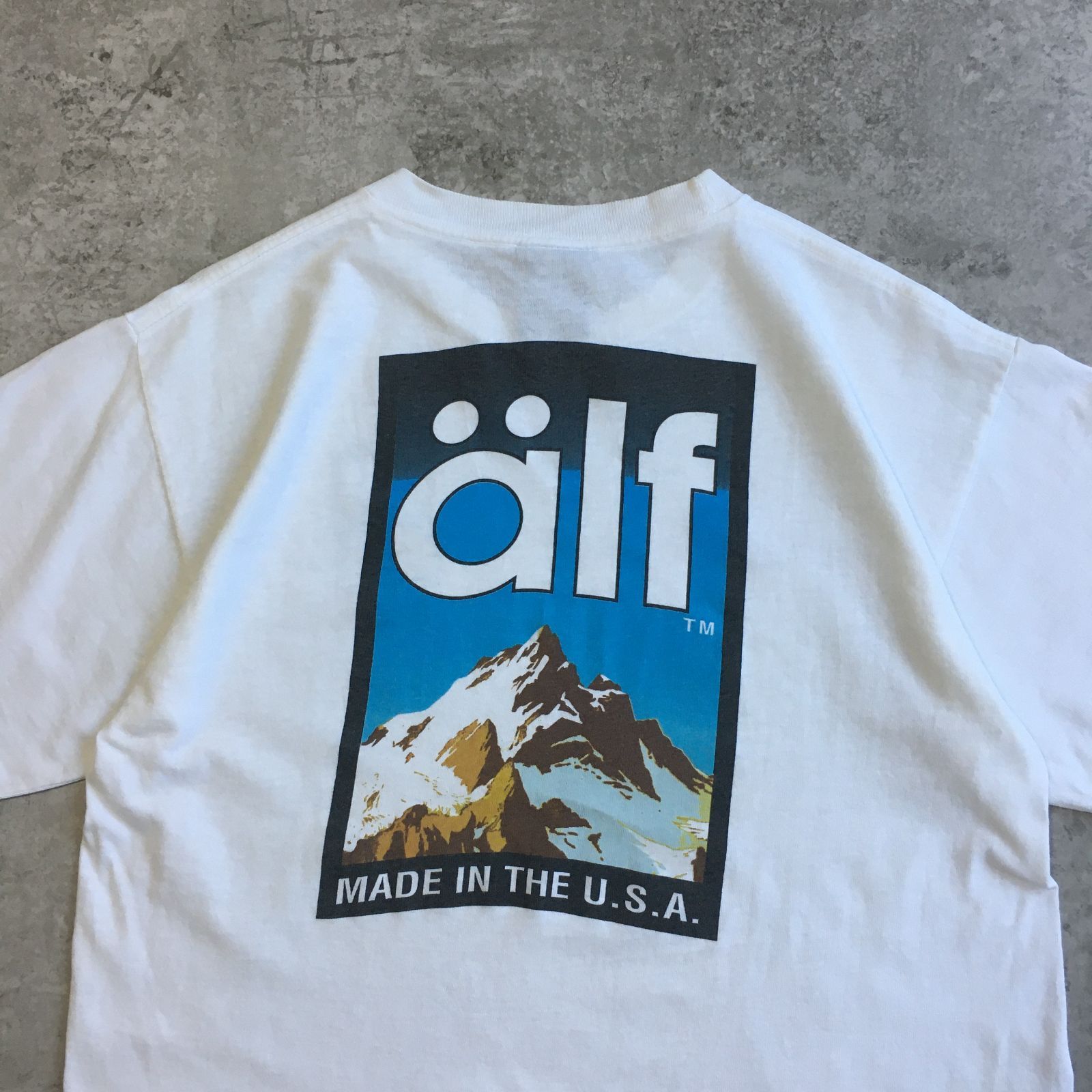 90s USA製 alf Mountain Back Printed T-shirt アルフ アウトドア 