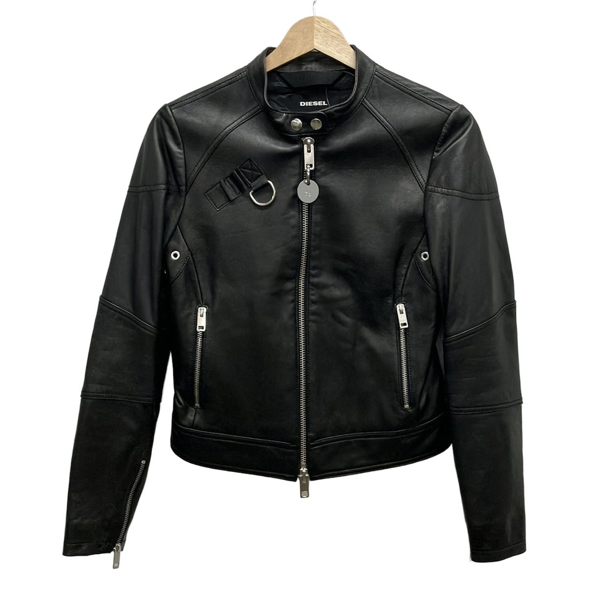 DIESEL ディーゼル ライダースジャケット サイズXS レディース - 黒 長袖|ラムスキン|シングル|中綿|ジップアップ|秋|冬
