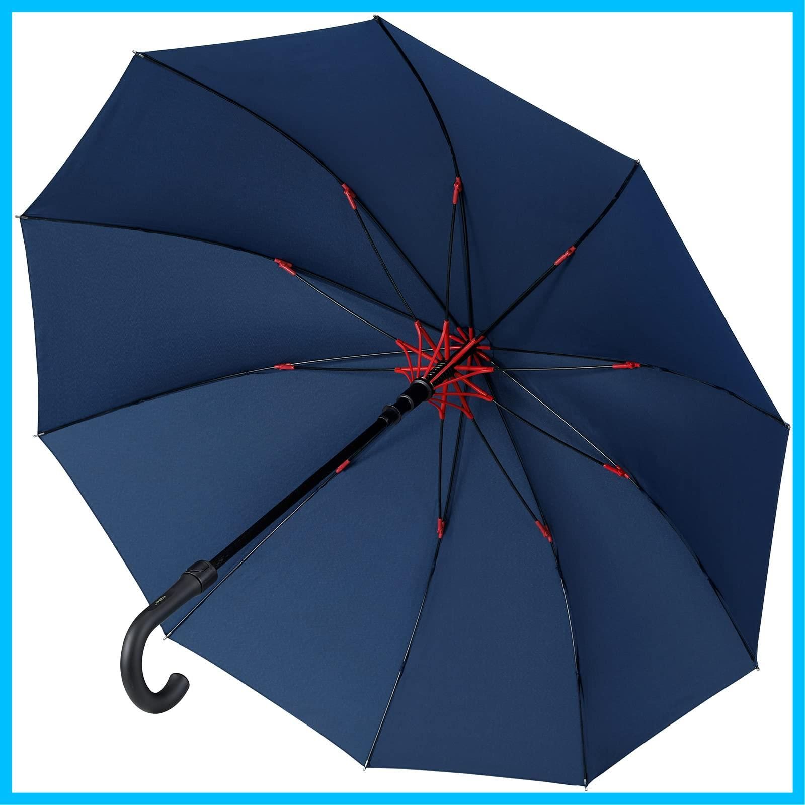 数量 紳士傘 大型 丈夫 自動開けステッキ傘 Teflon加工超撥水耐風 130 cm レディースメンズ晴雨兼用傘 大判 210 T高強度グラスファイバー10本骨 大きな傘 長傘 暴雨強風対策 付き Vialifer