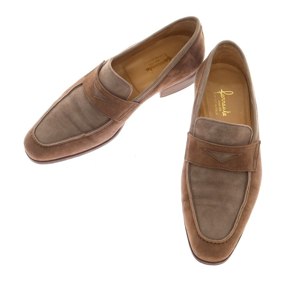 中古】フェランテ FERRANTE スエード コンビ コインローファー 