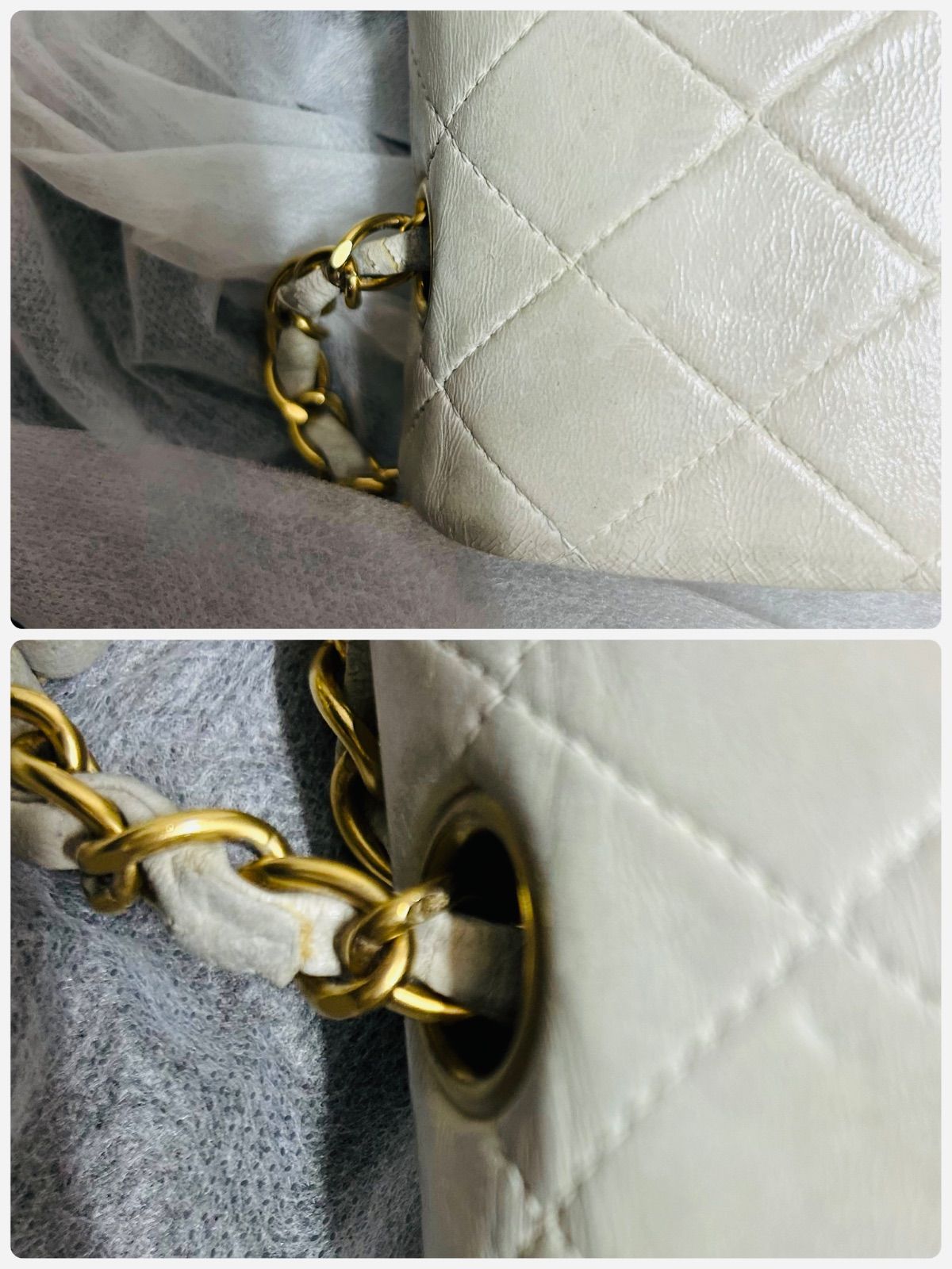 鑑定済】CHANEL シャネル ミニマトラッセ ラムスキン ベージュ カード