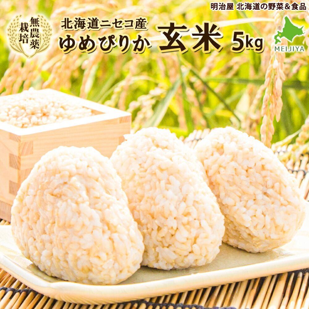 無農薬栽培 ゆめぴりか 5kg 玄米 送料無料 アイガモ農法 新米 北海道産 ニセコ産 ユメピリカ 北海道米