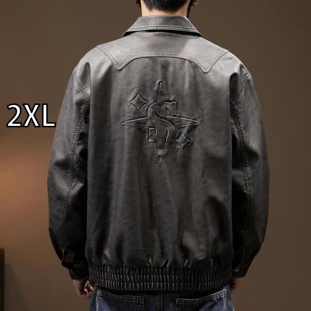 2XL 秋冬 コーデ メンズ 服 シンプル ファッション オシャレ 大人 かっこいい 大きいサイズ ストリート 紳士服 ハイエンド レトロ ライダース エコ レザー ジャケット PU