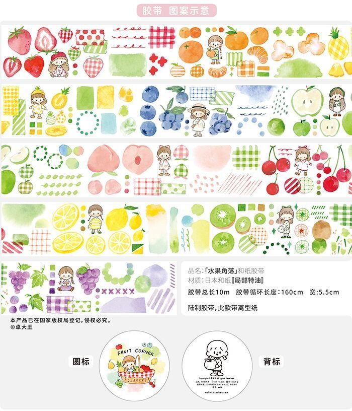 ♡海外マステ♡  molinta  さん　fruit  corner  水果角落 MO145 Molinta Fruit Corner【水果角落】マスキングテープ