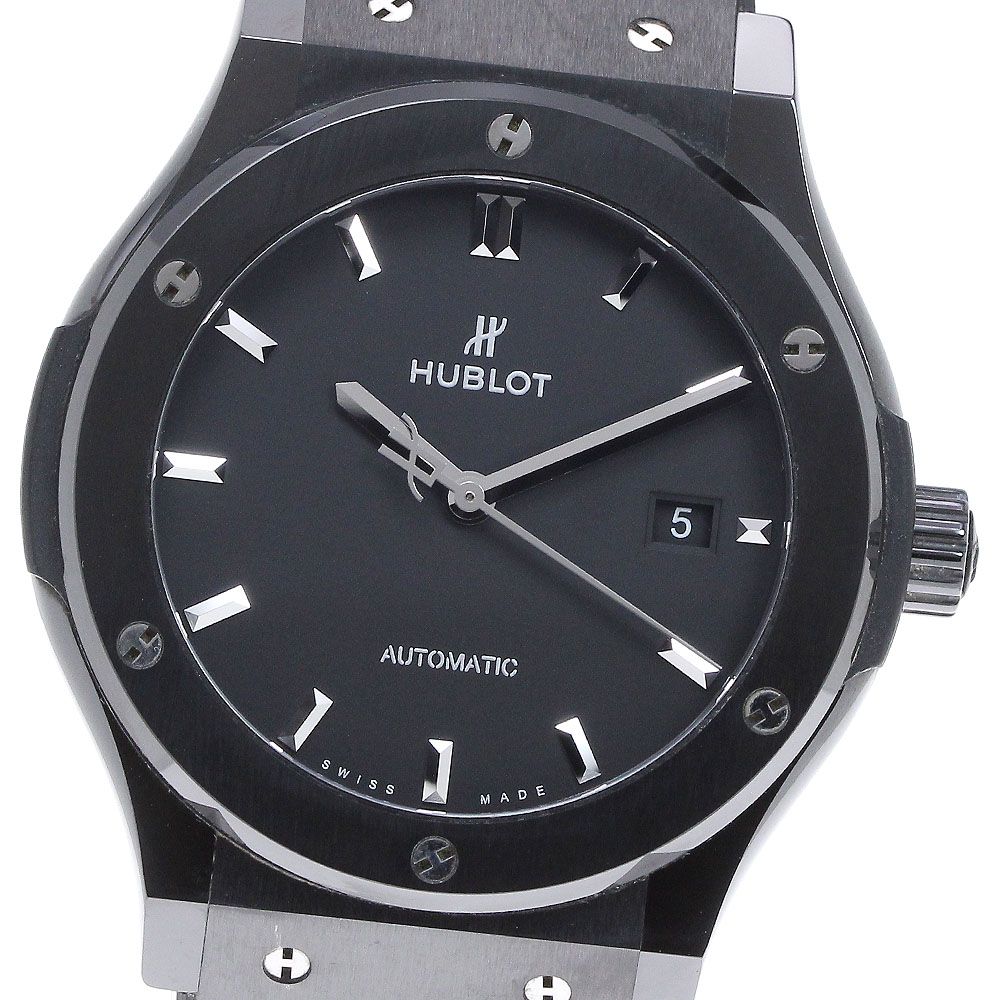 ウブロ HUBLOT 542.CM.1171.RX クラシック フュージョン ブラックマジック デイト 自動巻き メンズ美品保証書付き_834695