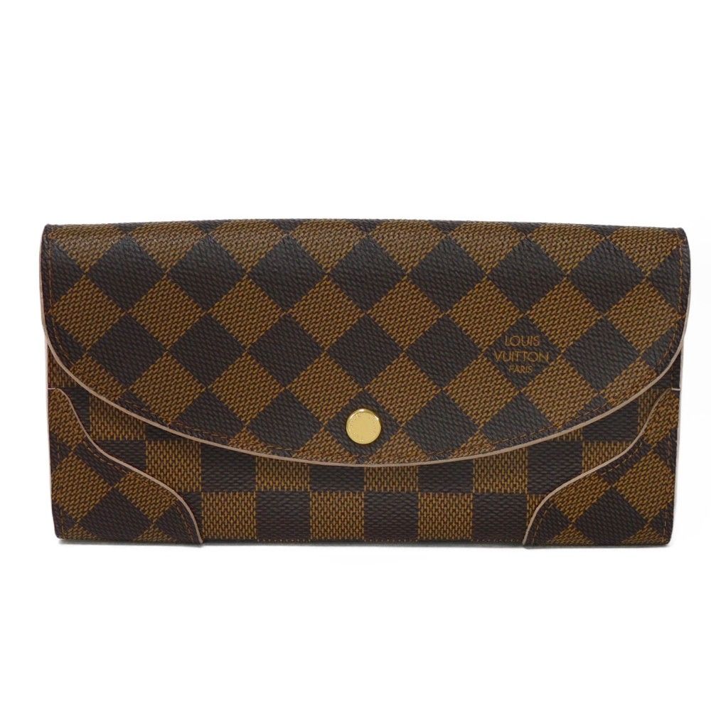 LOUIS VUITTON ルイ ヴィトン ポルトフォイユ カイサ ロゴ エベヌ ブラウン ピンク バイ 二つ折り スナップボタン 札入れ カードケース コインケース ダミエ ローズバレリーヌ 長財布 N61227