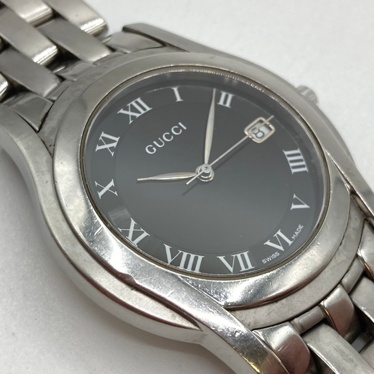 GUCCI 腕時計5500M 不動 ジャンク ◎◎GUCCI グッチ 5500M クォーツ 腕時計 ベルト破損 不動品