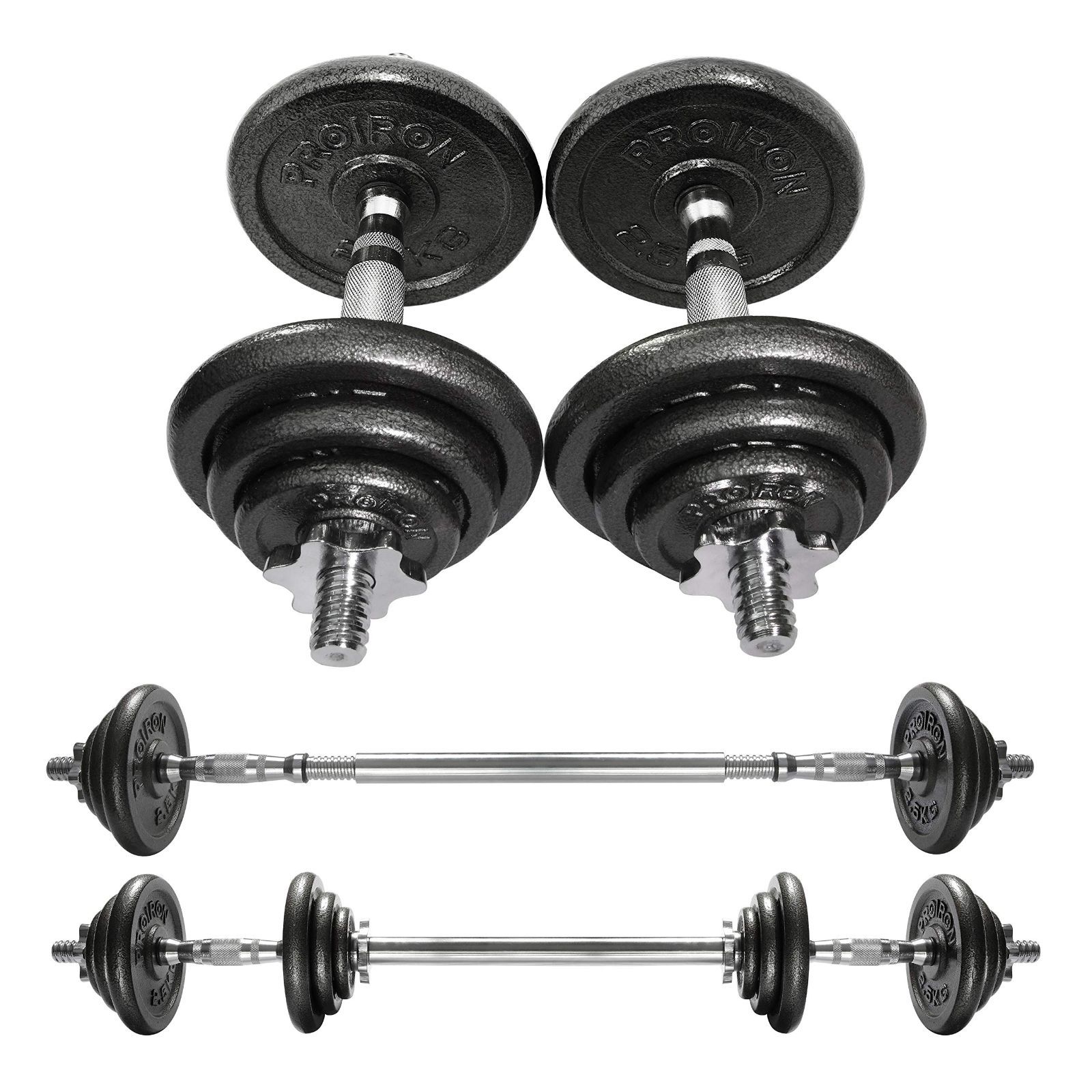 PROIRON ダンベル 鉄アレイ アジャスタブル 合計20kg ダンベル可変式 コネクション チューブ 延長用シャフト でバーベルにもなれるダンベル ホームジム 筋トレーニングとウェイトリフティング用