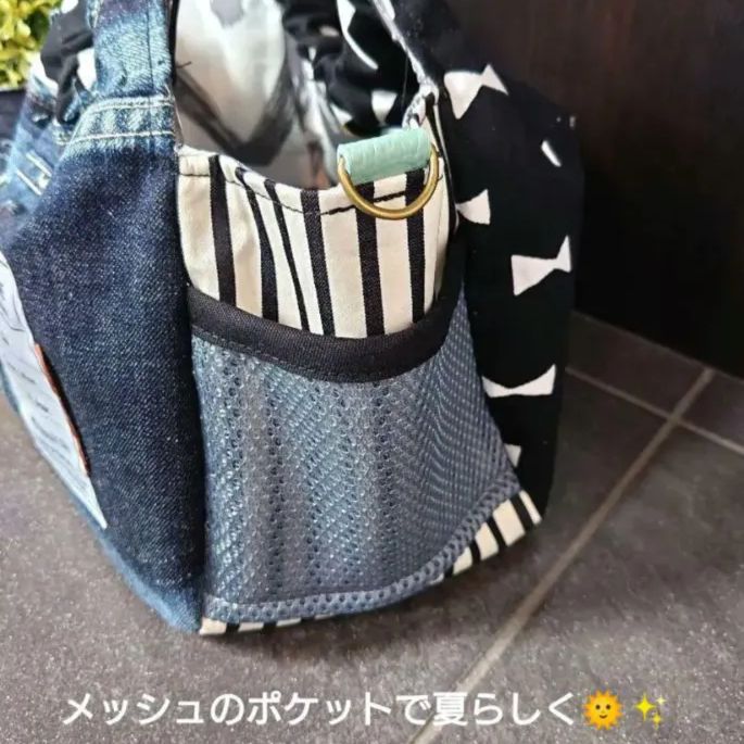 No.241【DENIM✖️RinghandleBAG❤️】リングハンドルバッグ🙃リメイク