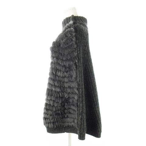 ☆blugirl☆【美品】ラビットファー　ブラック　ビジュー　ポンチョ　ケープ♡ Blugirlブルーガールラビットファー&ビジュー付ポンチョ ケープ