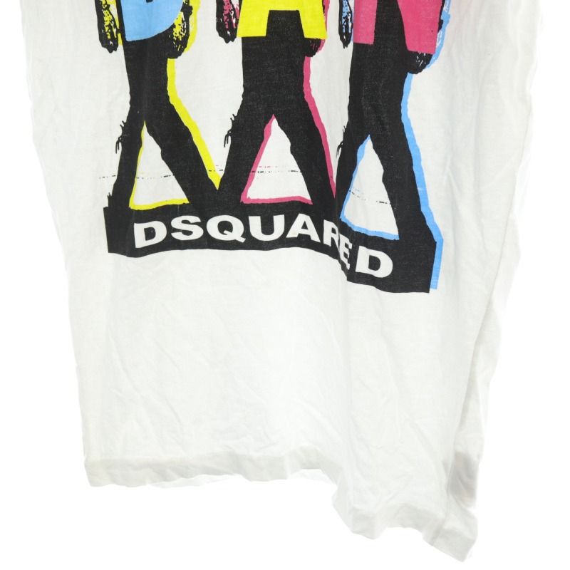 ★D SQUARED 2 ★ユニークプリント・ホワイト半袖Tシャツ ディースクエアード DSQUARED2 Tシャツ カットソー プリント