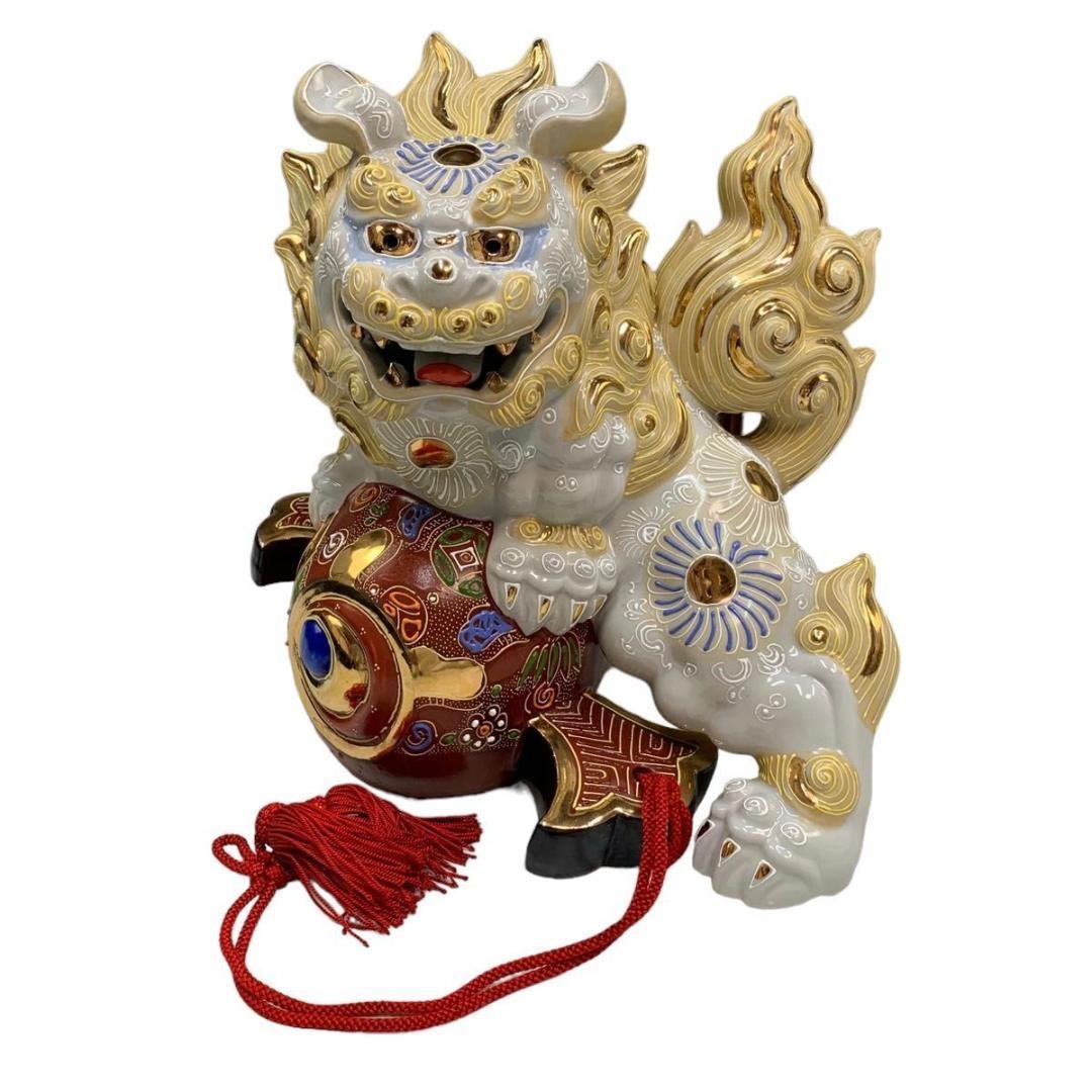 美品】 置物 獅子「九谷焼 剣獅子 白盛 」 - メルカリ