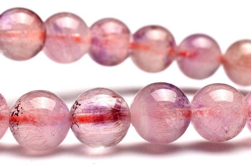 1点物】AA☆上質 ピンクスーパーセブンアメジスト 8mm ブレスレット