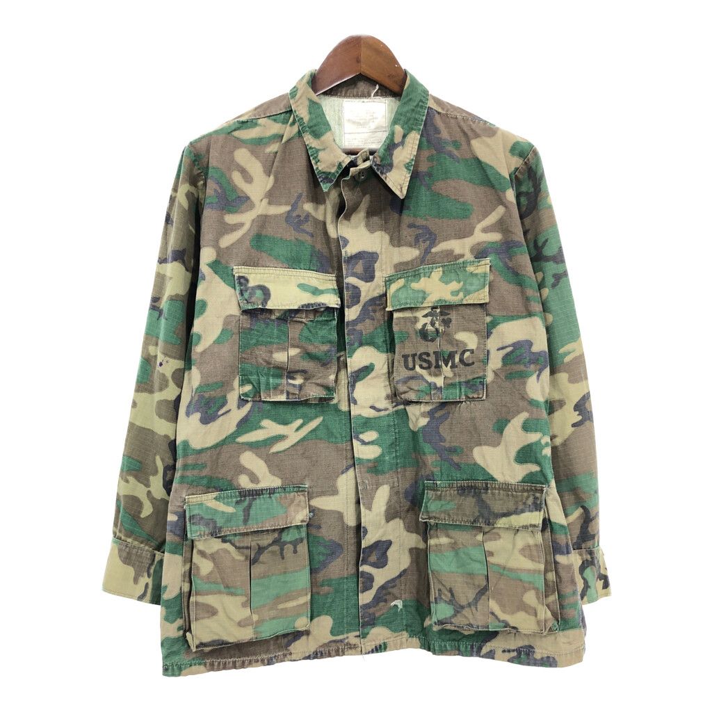 70年代 米軍実物 USMC ホットウェザー フィールドジャケット ミリタリー ERDL迷彩 グリーン (メンズ MEDIUM REGULAR) 中古 古着 R9252