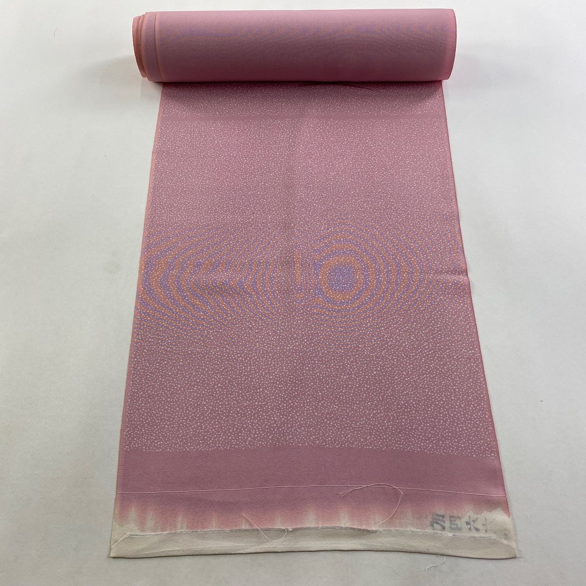 反物 秀品 小紋 大小あられ ピンク 正絹