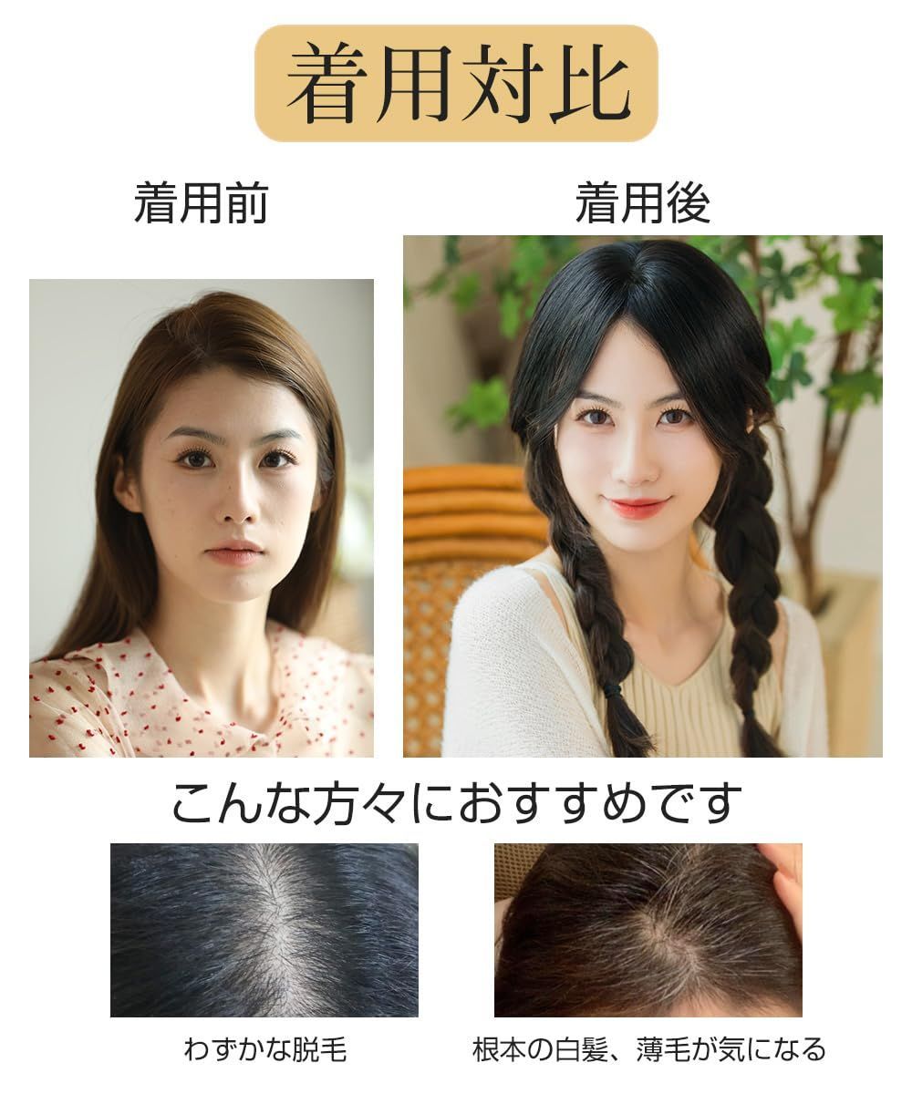 メッシュネット ナチュラル ポイントウィッグ 小顔効果 抜け毛 通気性 ふんわり感 軽薄 装着簡単 人毛 自然色 総手植え 30cm 部分ウィッグ センター分け HIYE