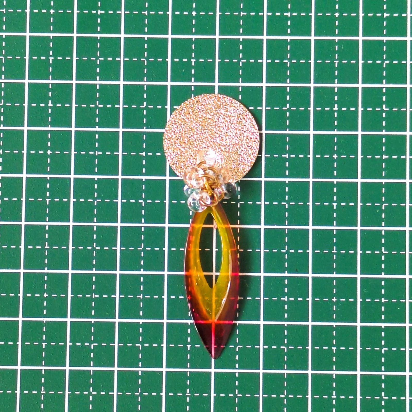 No.927 レジン オレンジ 赤色 カボション チェコビーズ ピアス レジン 