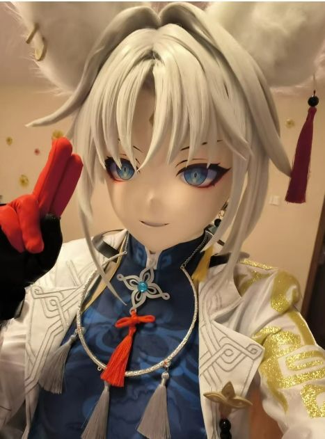 全頭マスク カツラ付き ロック付き NO.601 マスク ドール ヘッドロリータ人形 コスプレ 仮装 変装 着ぐるみ kigurumi