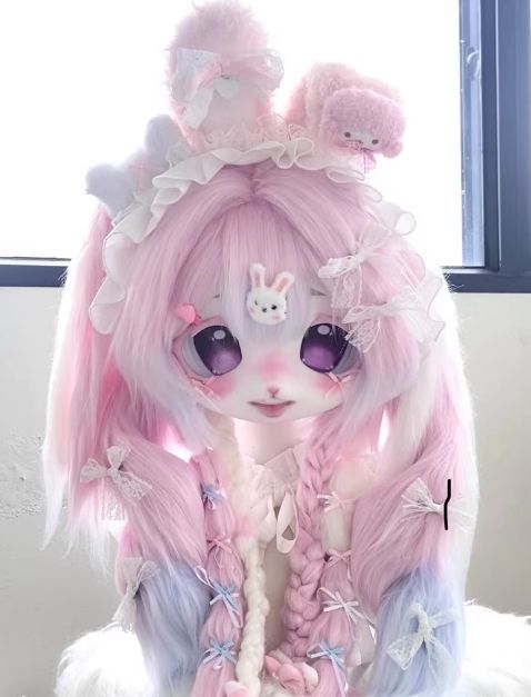 着ぐるみヘッド kigurumi NO.85 うさぎ ピンク ファースーツ 全頭ヘッド ケモノ マスク ぬいぐるみ コスプレ コスチューム