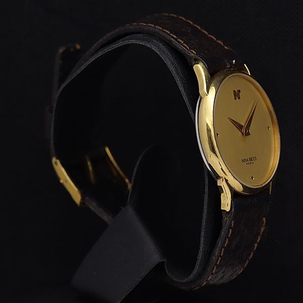 ニナリッチ 手巻き ゴールド文字盤 ラウンド レディース腕時計 IKE - メルカリ