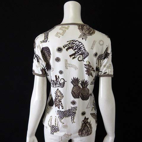 イタリア製 Tシャツ カットソー ラメ アニマル 花柄 リンガー