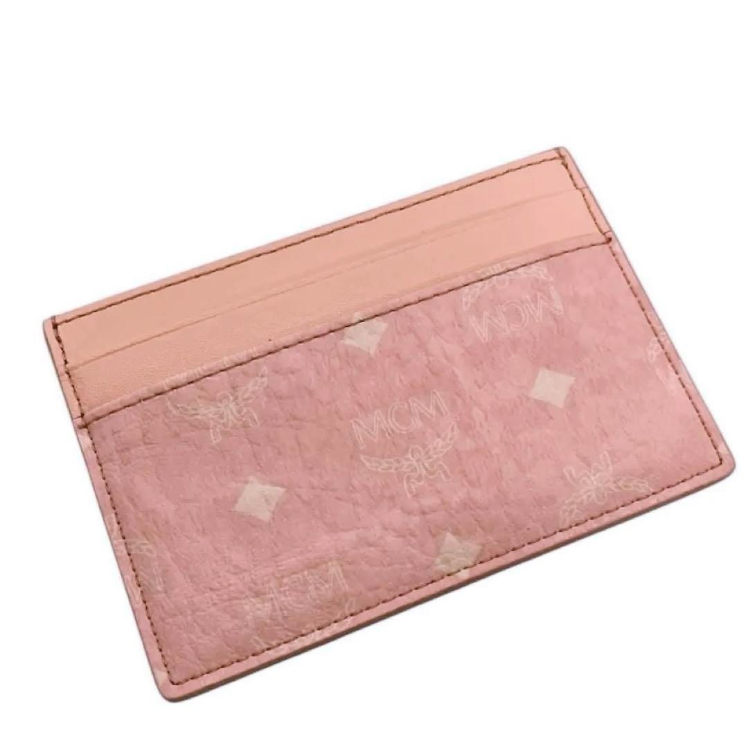 エムシーエム パスケース レザー ピンク ホワイト ヴィセドス柄