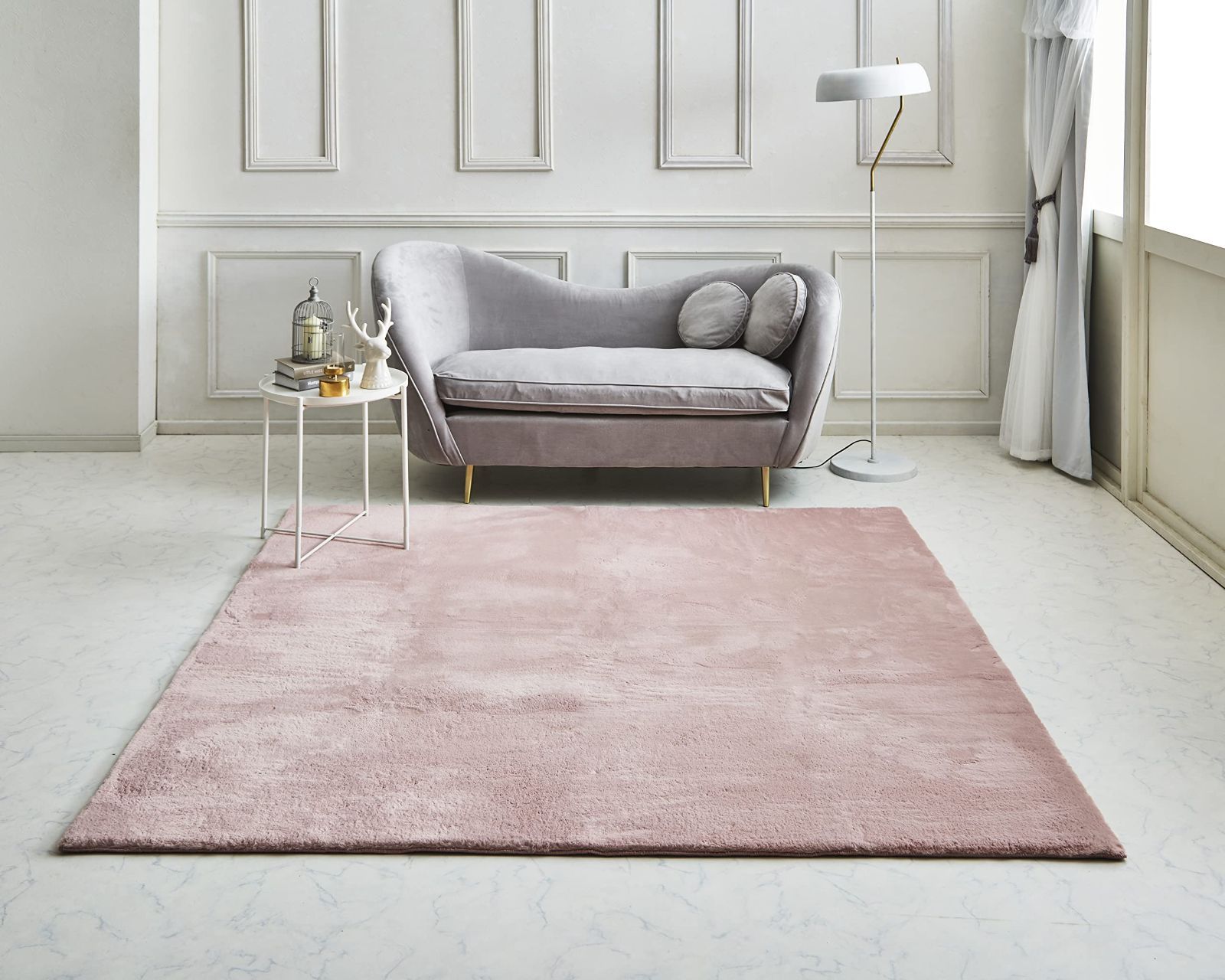 【数量限定】正方形 マット ラピアス ダスティピンク 約200×200cm カーペット シンプル 無地 ラグ やわらか ふかふか ソフトタッチ イケヒコ フェミニン #3987859