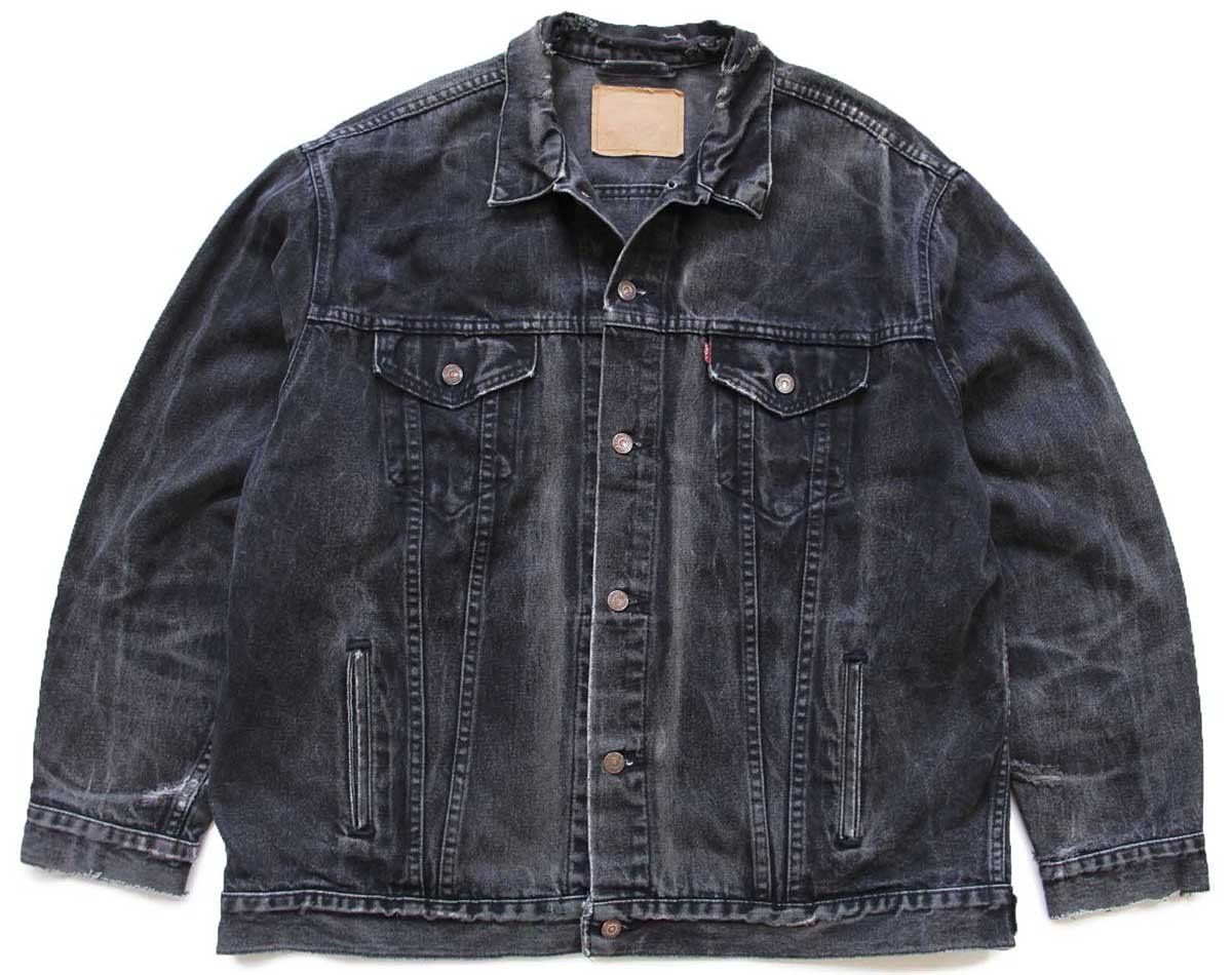 90s Levi sリーバイス 70507 ブラック デニムジャケット 4ポケット ボロ 特大 トラッカー ダメージ ビッグサイズ 70506