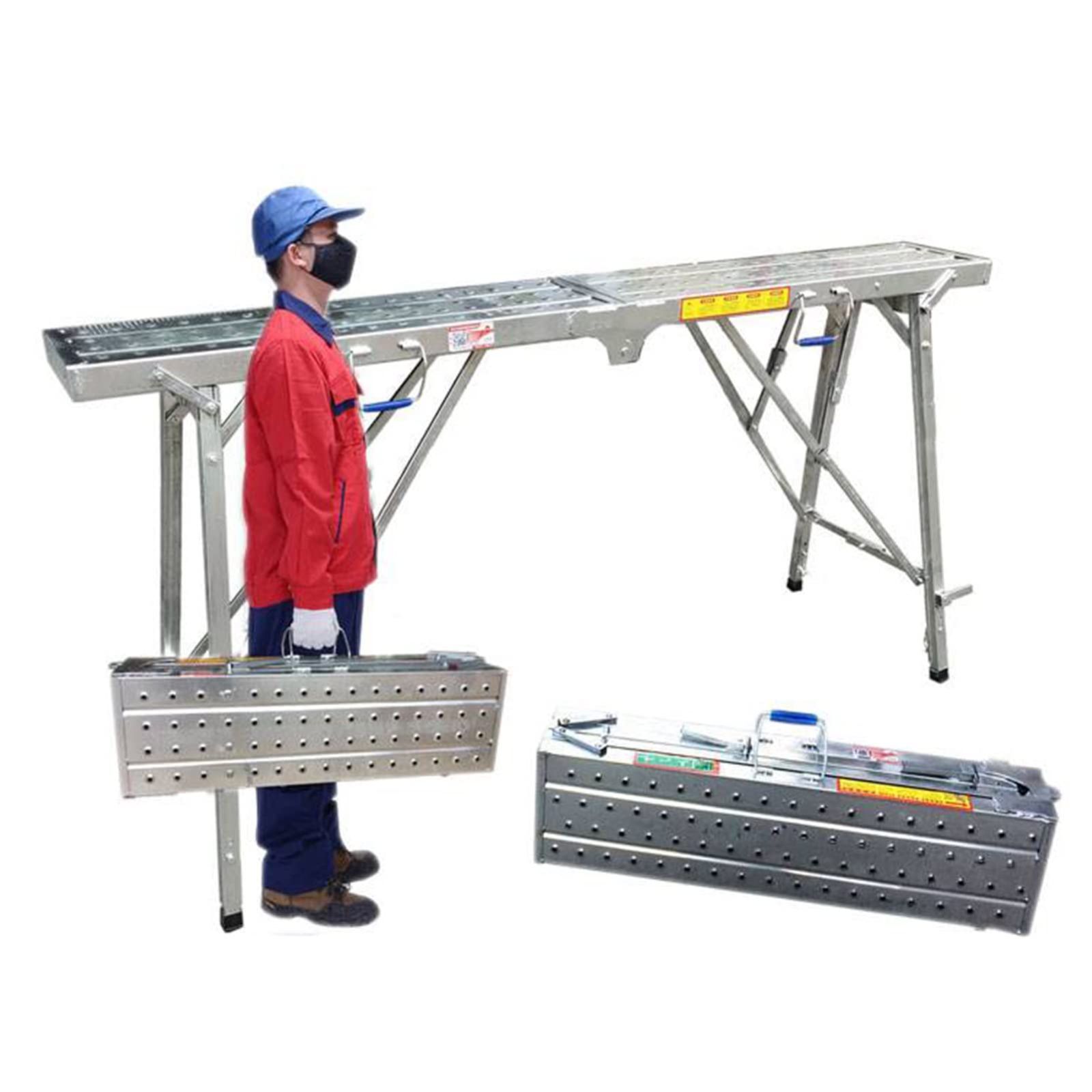 新着商品 高所作業台 作業用踏台 足場板 足場器具 伸縮 業台 折畳み 軽量 多目的 コンパクト 踏み台 足置き台付き ドローストリング不要 耐荷重300kg 安定 洗車台 安全 持ち運び便利 足場またははしごとして使用でき 窓の掃除 外壁と外壁の塗装 移動