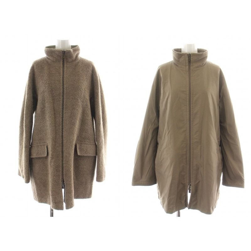 マックスマーラ MAX MARA ジャケット ブルゾン ジップアップ リバーシブル スタンドカラー アルパカ 40 M 茶 ブラウン /NW21