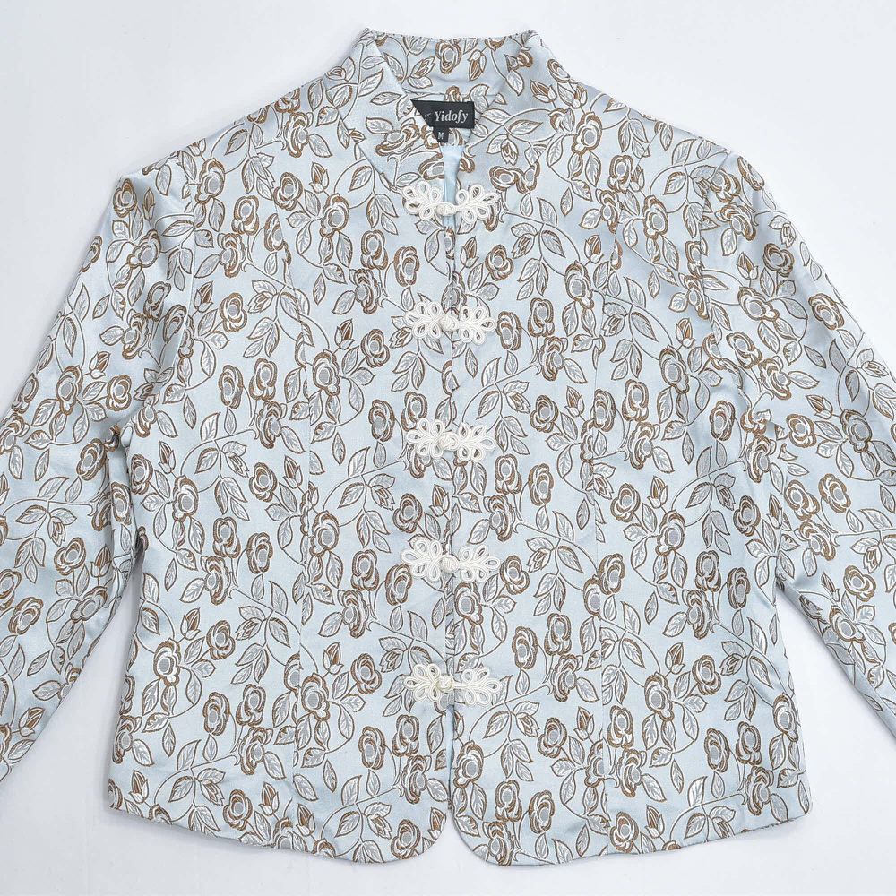 USA VINTAGE CHICO'S DESIGN FLOWER&EMBROIDERY JACQUARD DESIGN