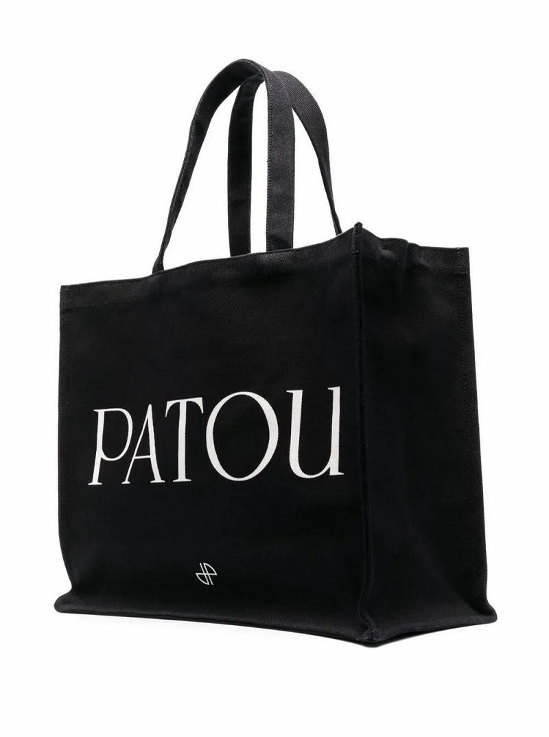 PATOU パトゥ オーガニックコットンキャンバスラージトート Black